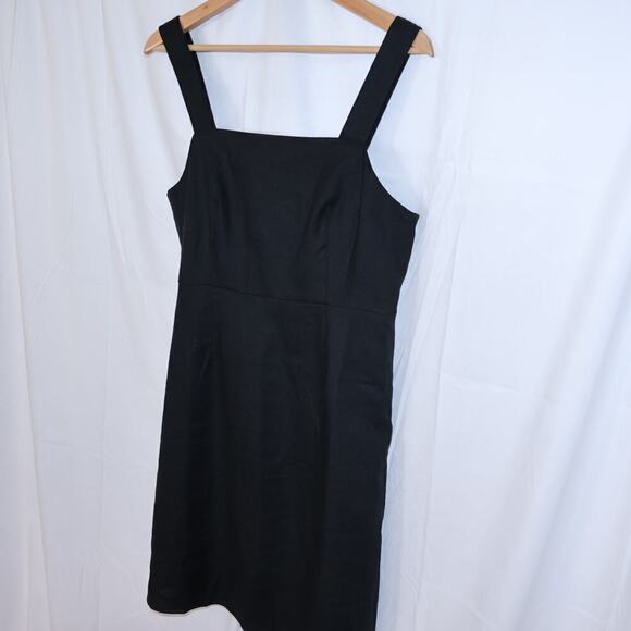 J Crew NWOT Biostretch Linen Blend Black A Line Dress Size 8 Sleeveless Straps - Picture 3 of 11